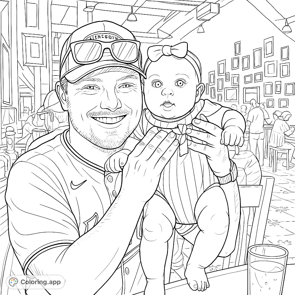 Capture a heartwarming scene of a smiling man in a baseball jersey holding an adorable baby. Perfect for celebrating family bonds and everyday joy.