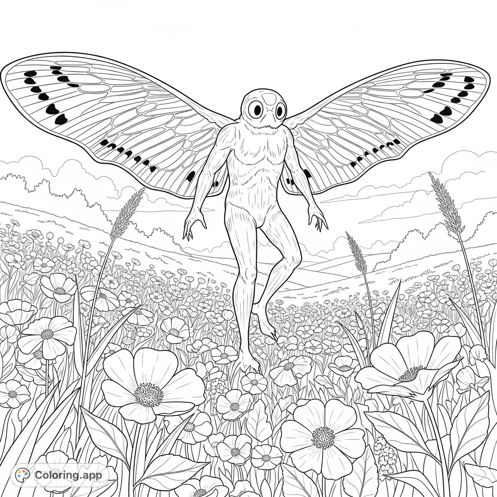 Printable Mothman Mothman Wildflower Frolic - Coloring.app