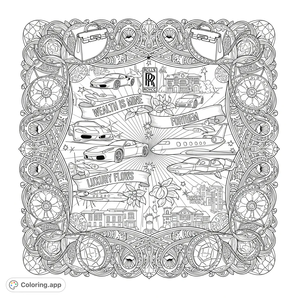 Opulent Wealth Luxury Frame - Coloring.app