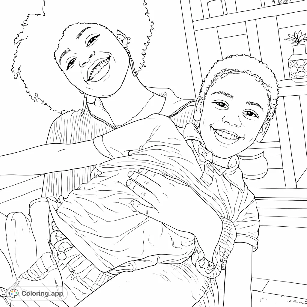 Capture a heartwarming moment of a smiling adult and child in a loving embrace. A delightful family scene perfect for expressing warmth and connection.