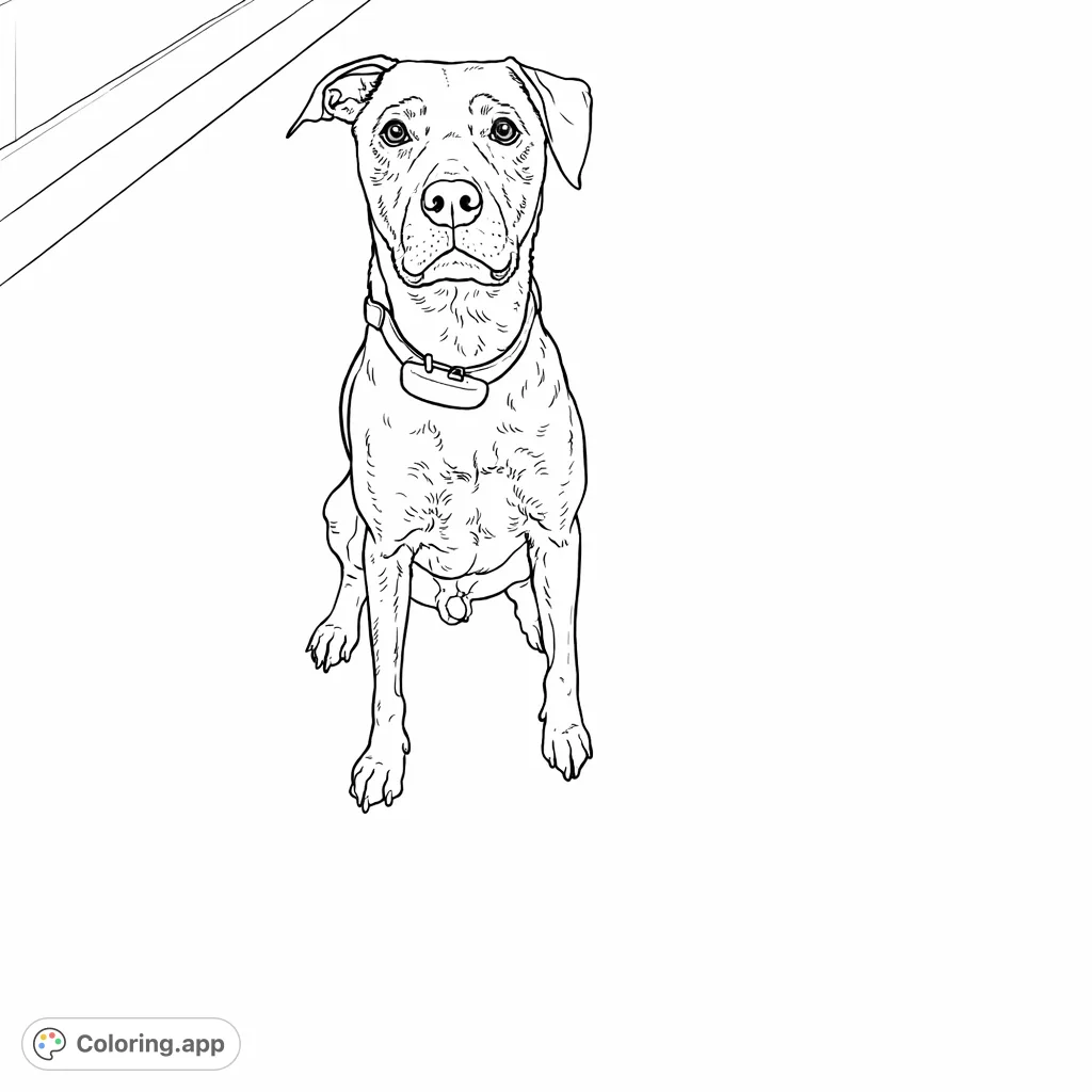 A charming dog sits attentively, featuring textured fur, a detailed collar, and an expressive gaze, ready for your creative touch.