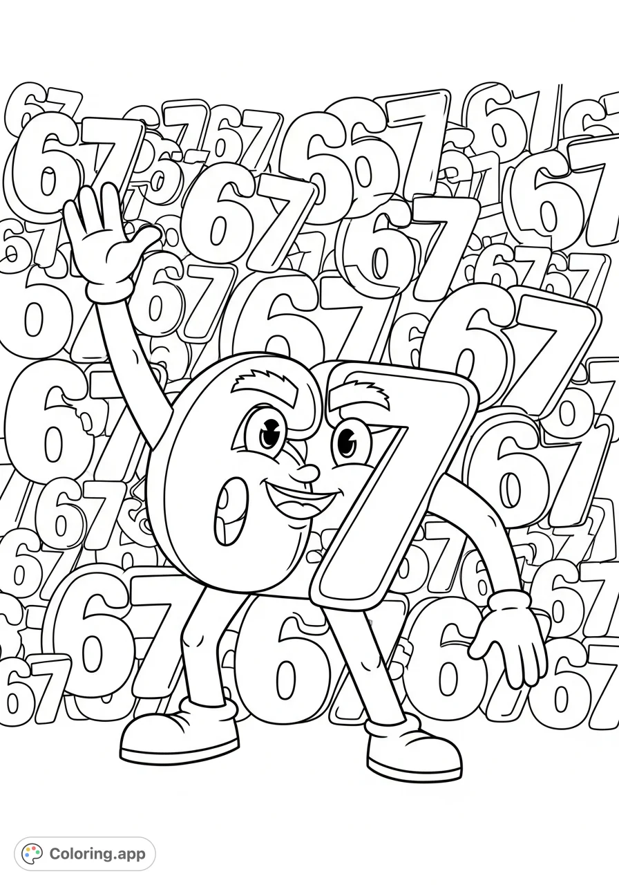 Dynamic Number 67 Character - Coloring.app