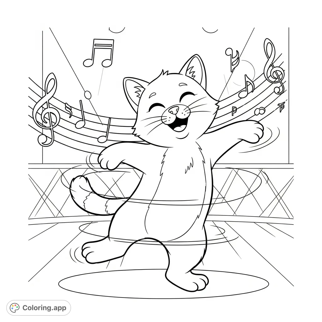 Smiling Dancing Cat - Coloring.app