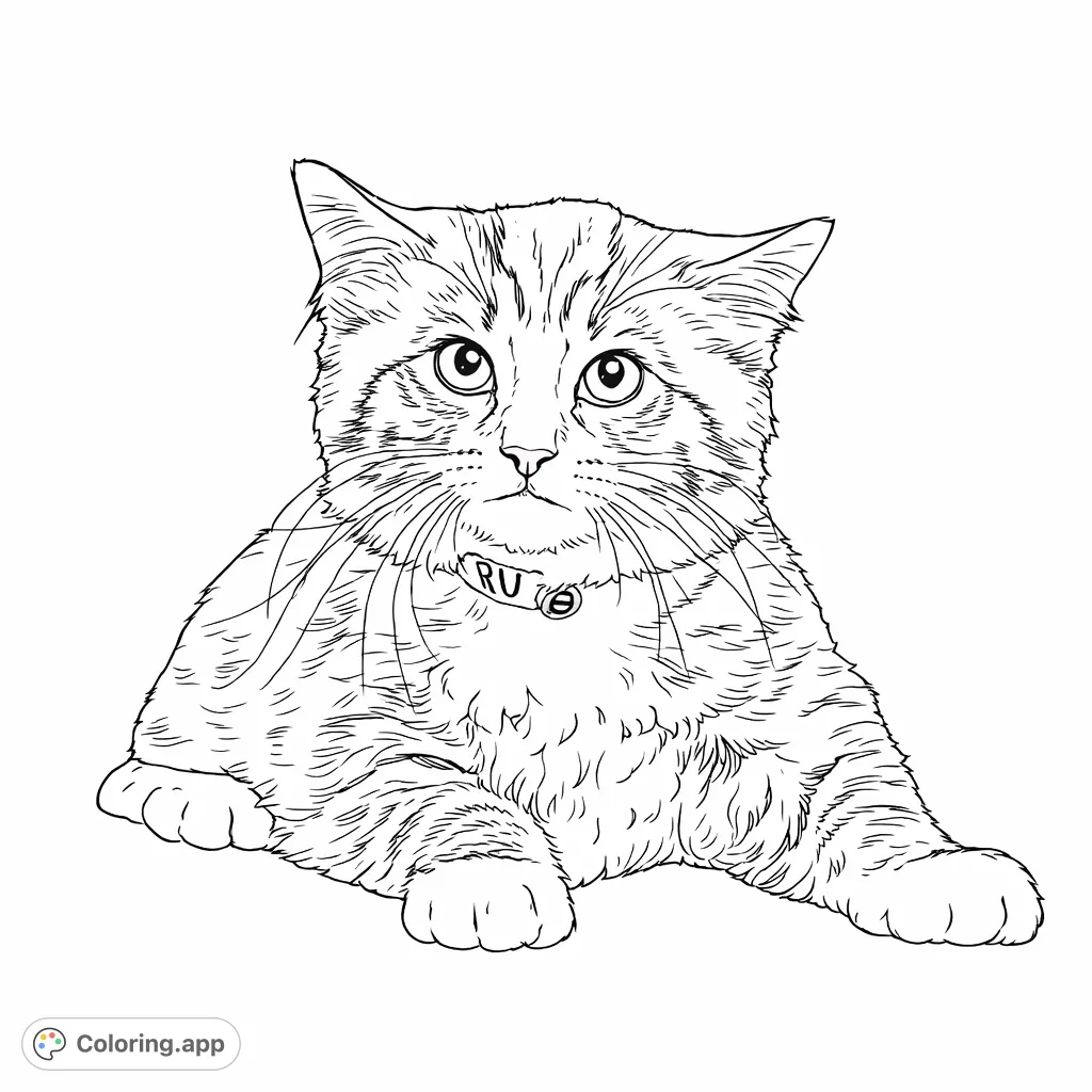 Discover this adorable fluffy kitten coloring page, featuring a charming tabby with big eyes and detailed fur. Perfect for animal lovers of all ages.