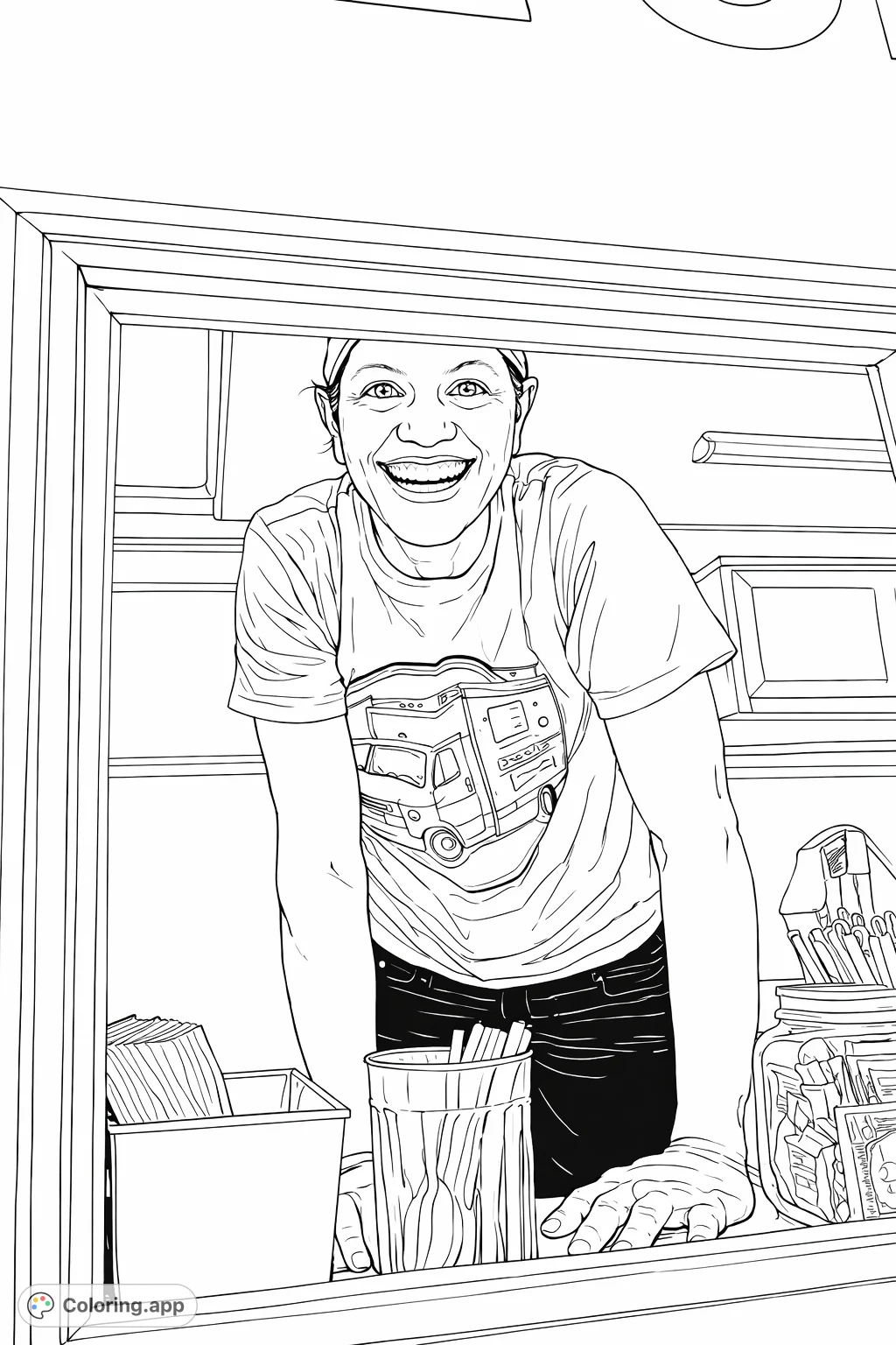 Friendly Service Window Smile - Coloring.app