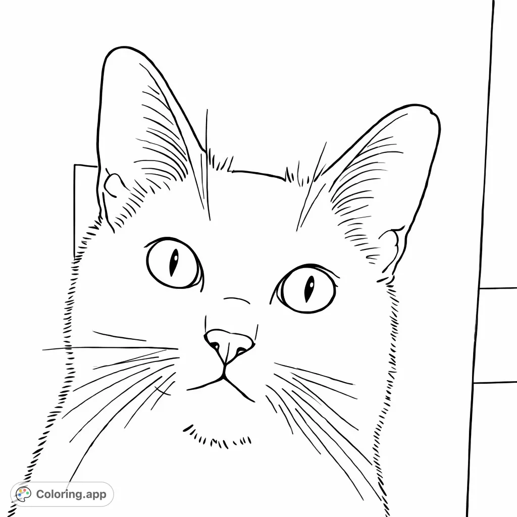 Curious Cat Face - Coloring.app