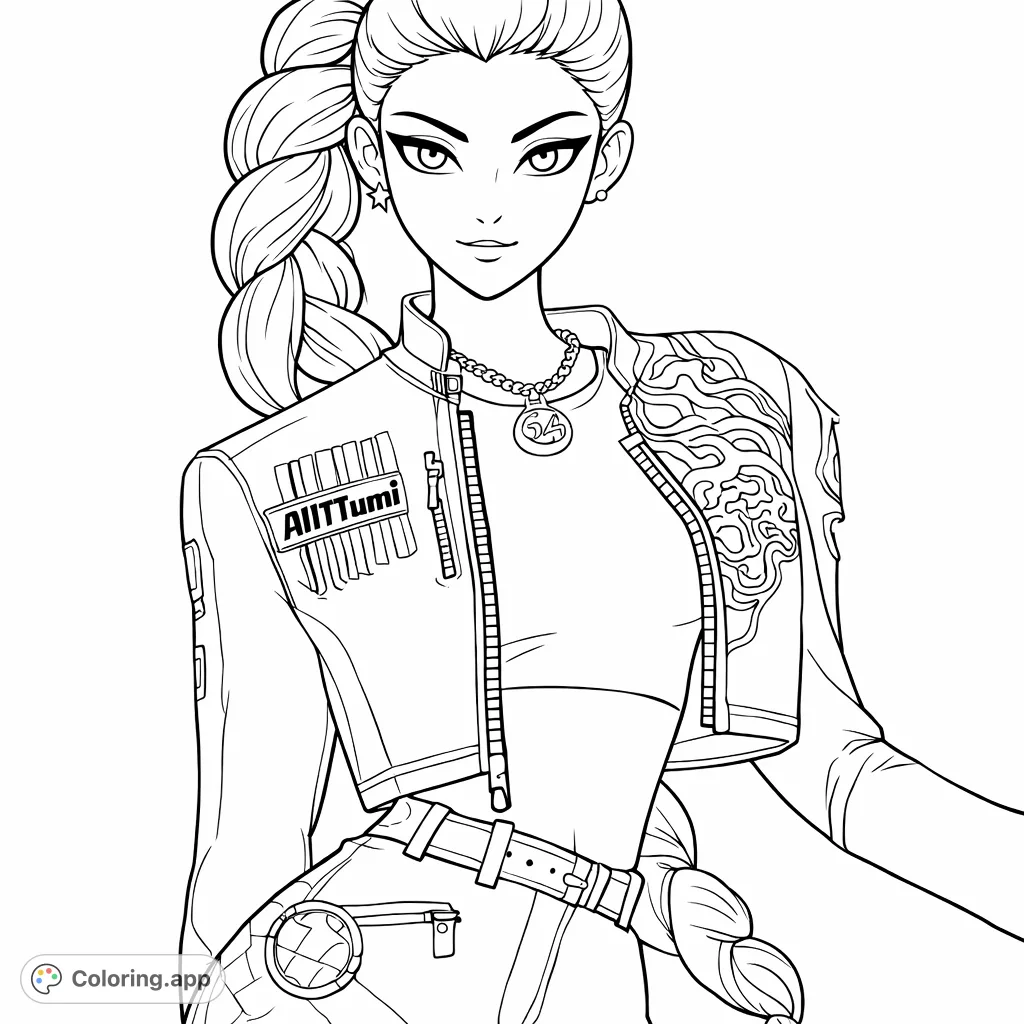 Unleash your creativity with this stylish character portrait featuring a modern aesthetic, intricate jacket details, and a unique braided hairstyle.