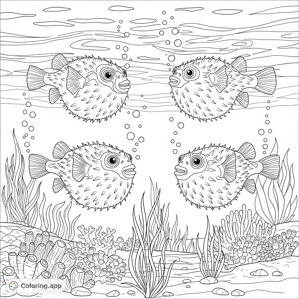 Puffer Fish Underwater - Coloring.app