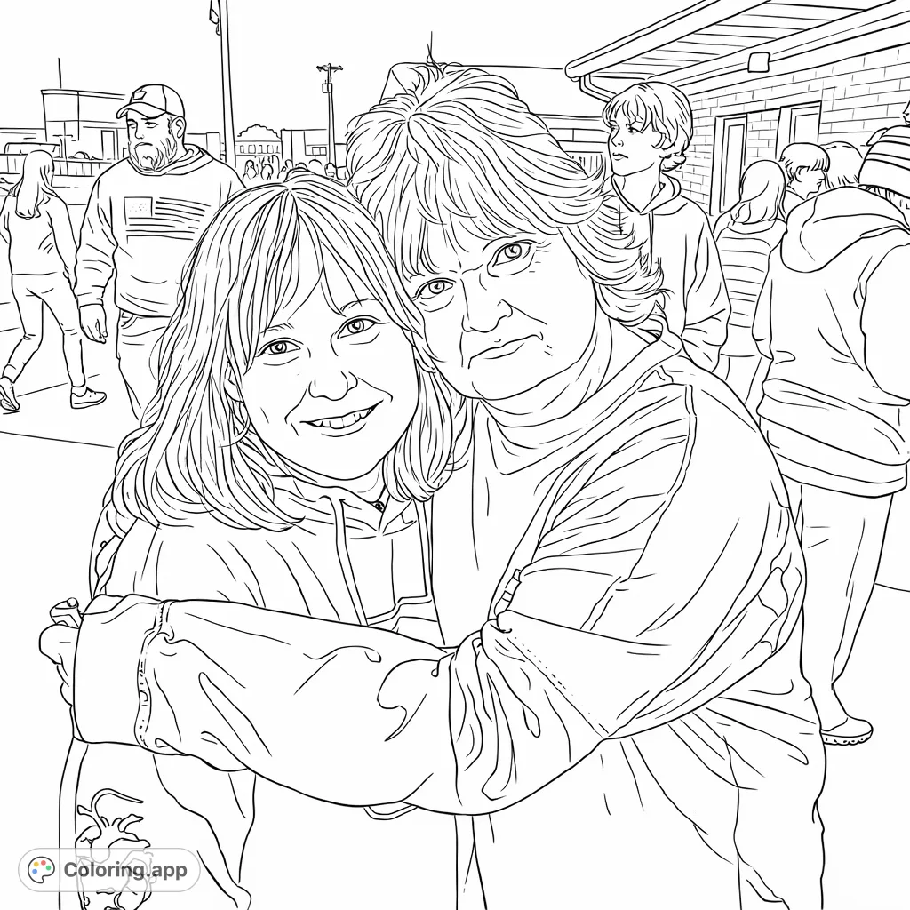 Generational Embrace Portrait - Coloring.app