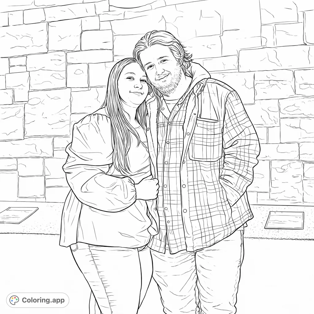 A romantic couple embraces in front of a majestic aquarium with swimming fish and ancient-looking stone structures. Perfect for celebrating love and underwater wonder.