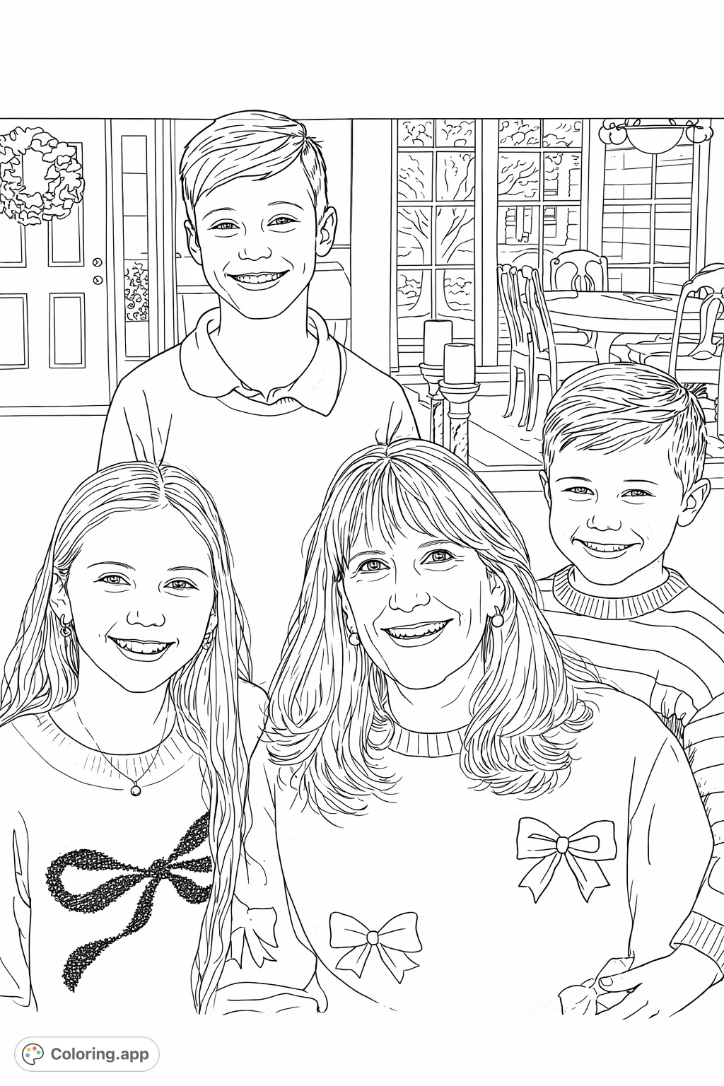 Smiling Family Group Portrait - Coloring.app