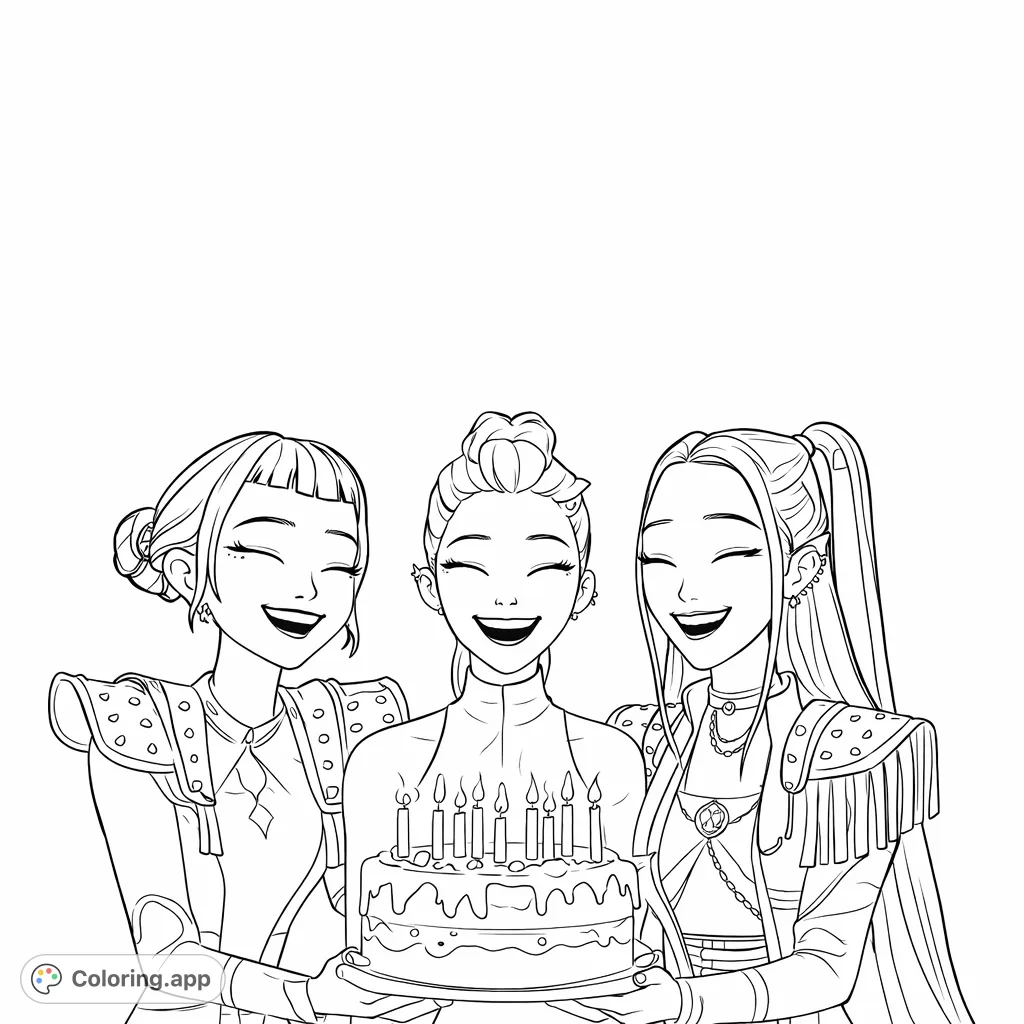 Joyful Birthday Trio - Coloring.app