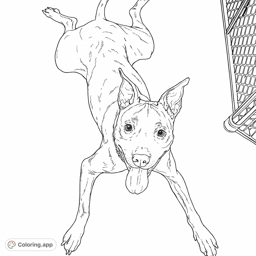 Capture the playful charm of a splayed-out dog with an expressive face and wagging tongue. Perfect for dog lovers and all ages!