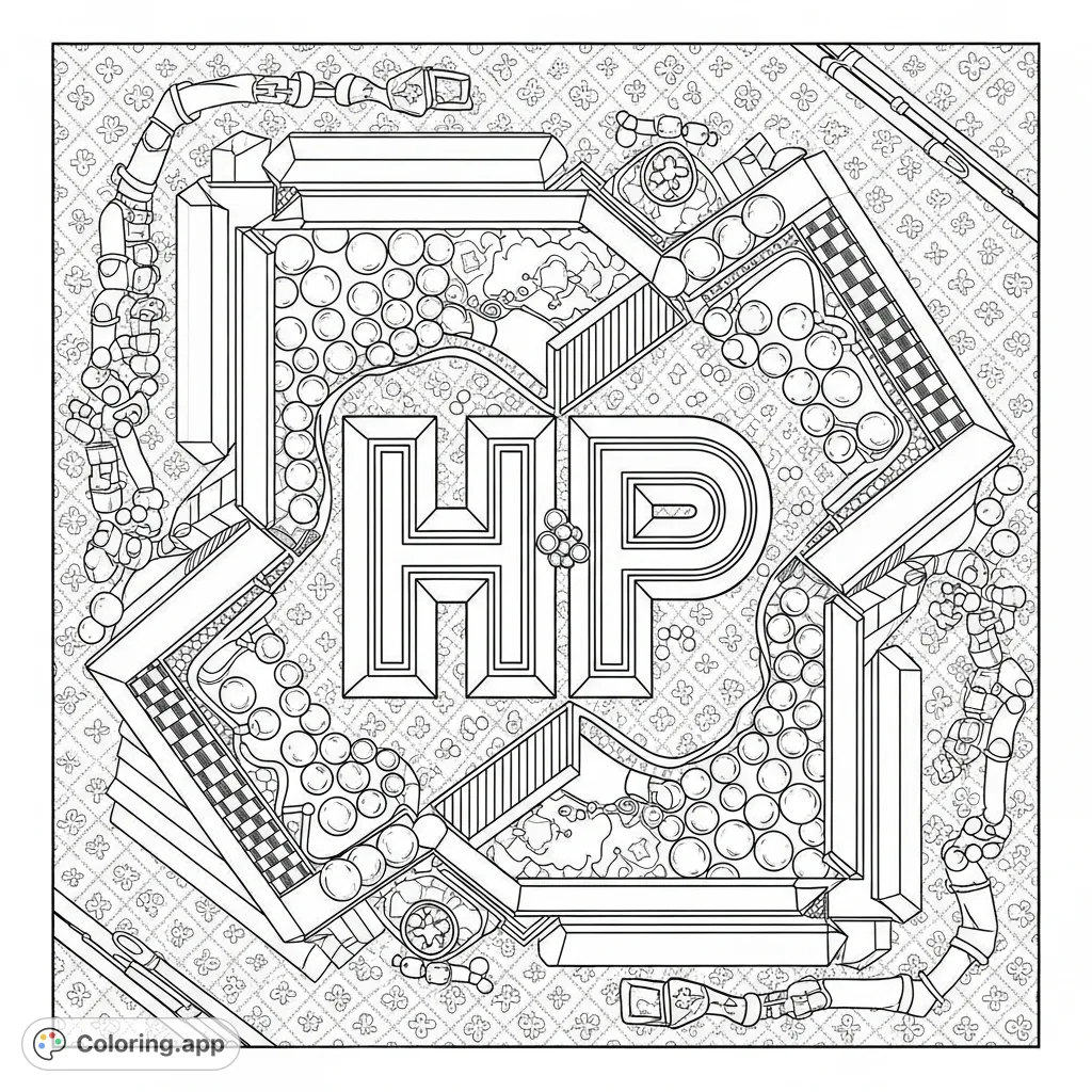 Explore an intricate decorative fabric pattern featuring stylized 'L' and 'V' letters, surrounded by geometric shapes, checkered patterns, and floral motifs.