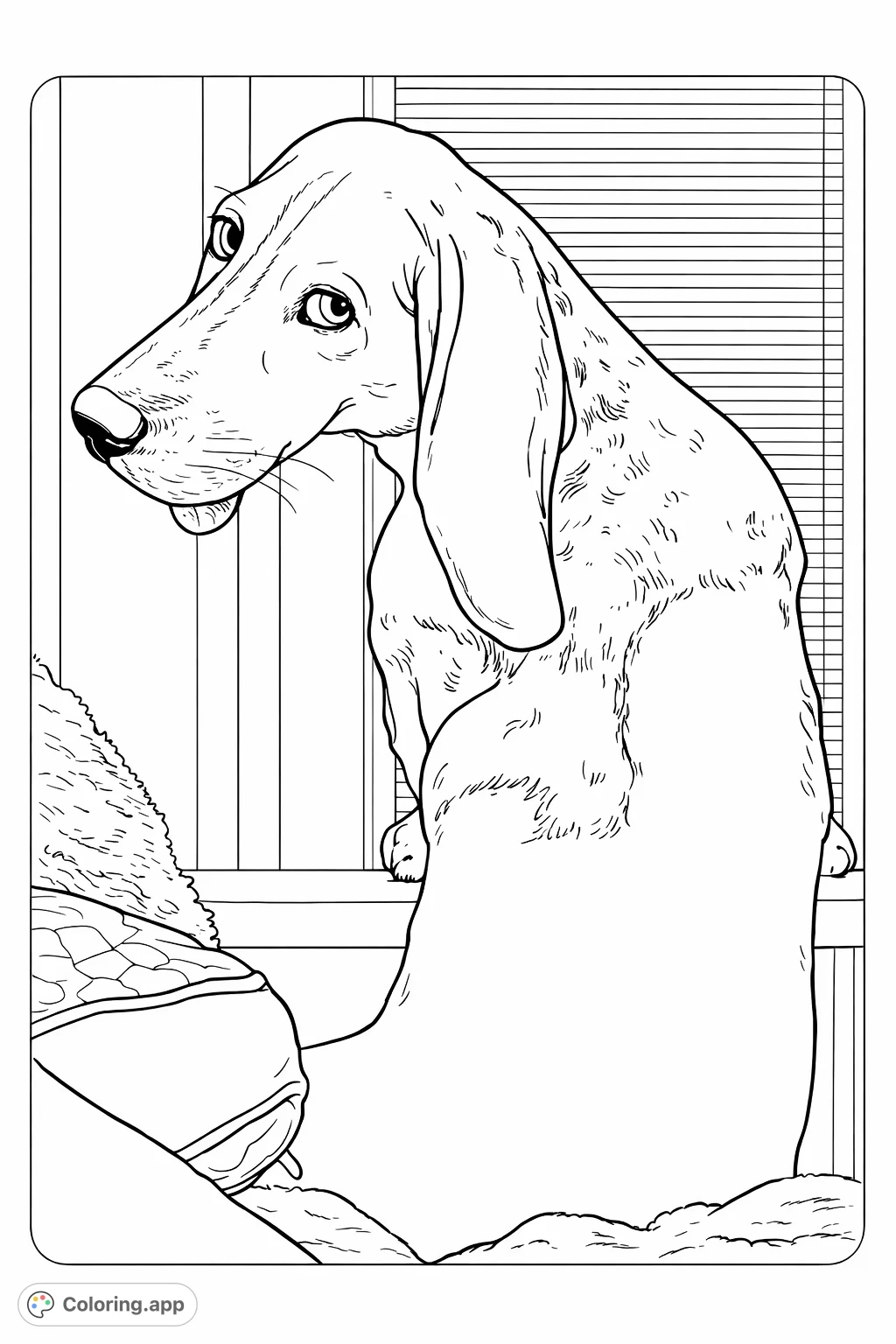 Capture the charming gaze of a curious Basset Hound puppy, ready for your creative touch. Perfect for dog lovers and aspiring artists!