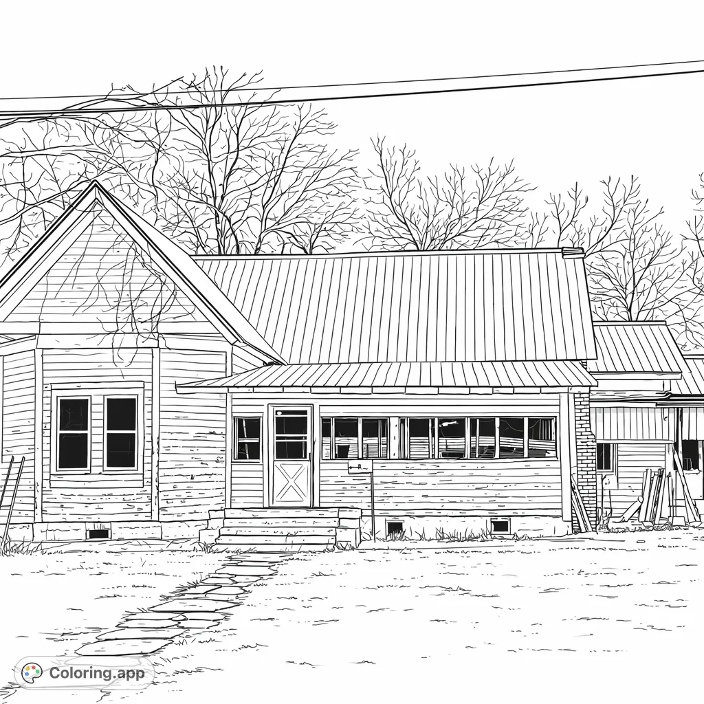 Weathered Rural Homestead - Coloring.app