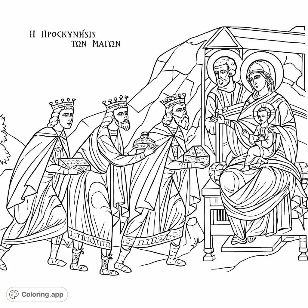 adoration of the magi coloring page epiphany coloring pages - coloring.app