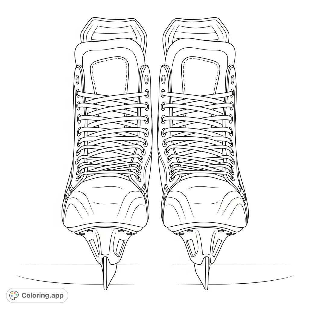 Lace up with this detailed hockey skates coloring page! Featuring sturdy boots, intricate lacing, and sharp blades, perfect for sports enthusiasts.