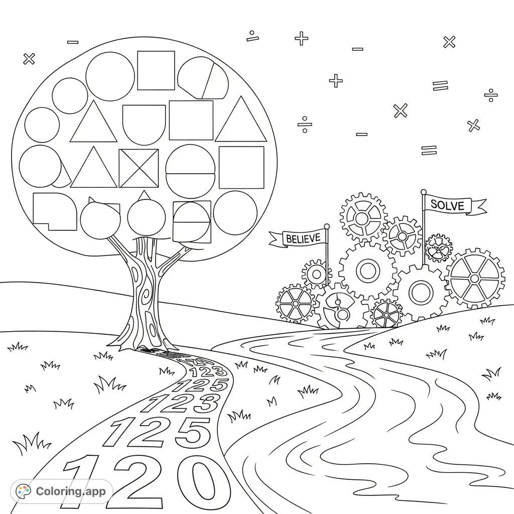Geometric Landscape Puzzle Path - Coloring.app