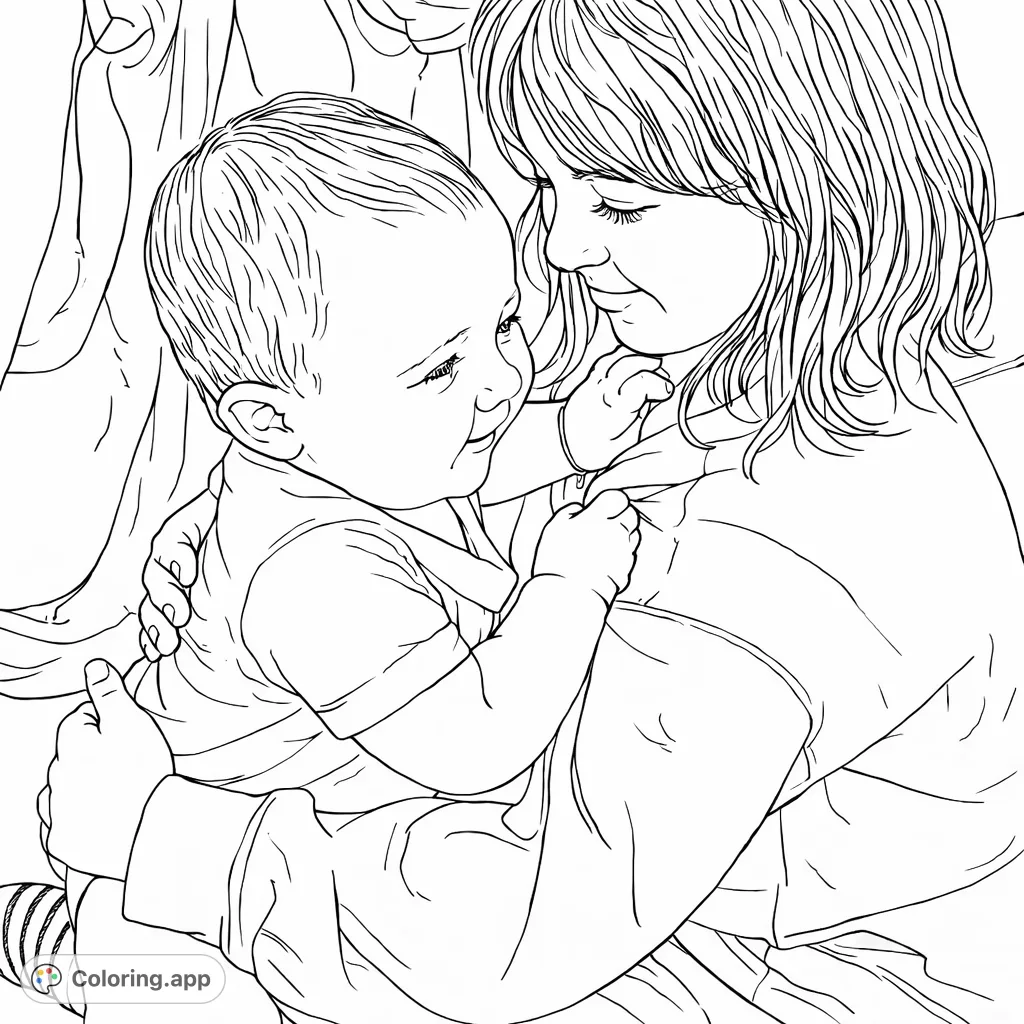 A heartwarming scene of a child tenderly holding a baby, capturing a sweet bond between siblings. Perfect for fostering feelings of love and connection.