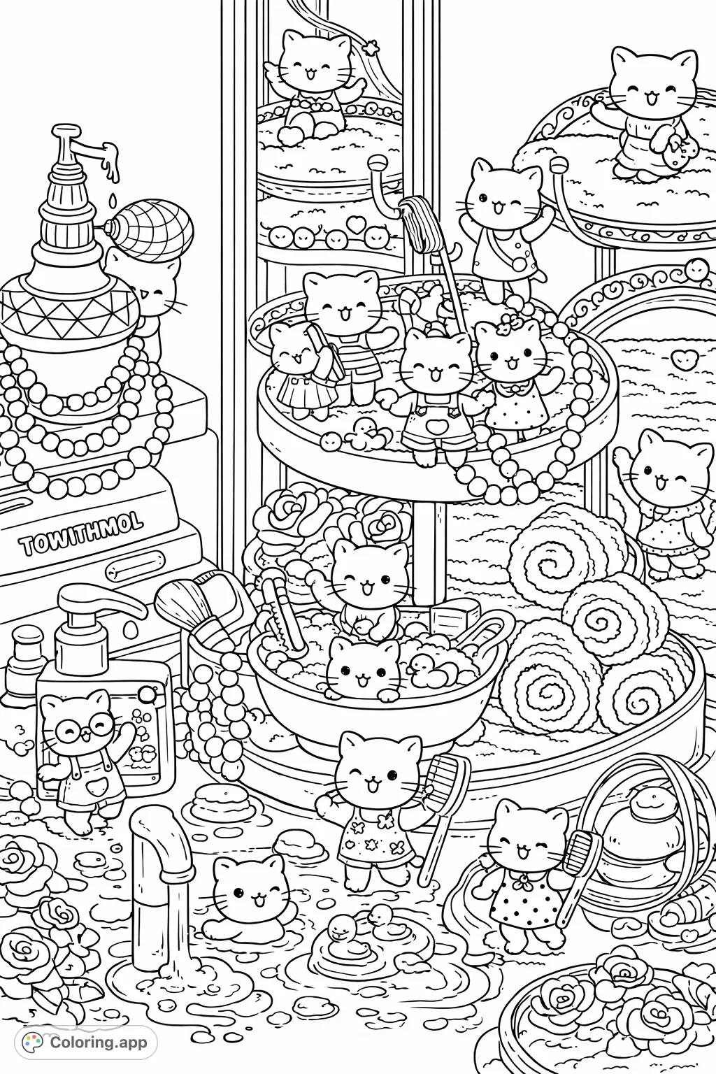 Immerse yourself in a delightful spa day with adorable, unique characters enjoying whimsical self-care. A charming, cute scene perfect for relaxation.