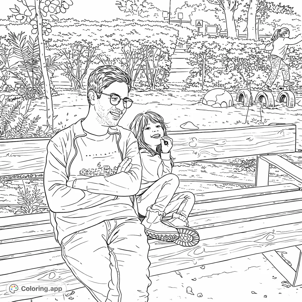 Park Bench Family Fun - Coloring.app