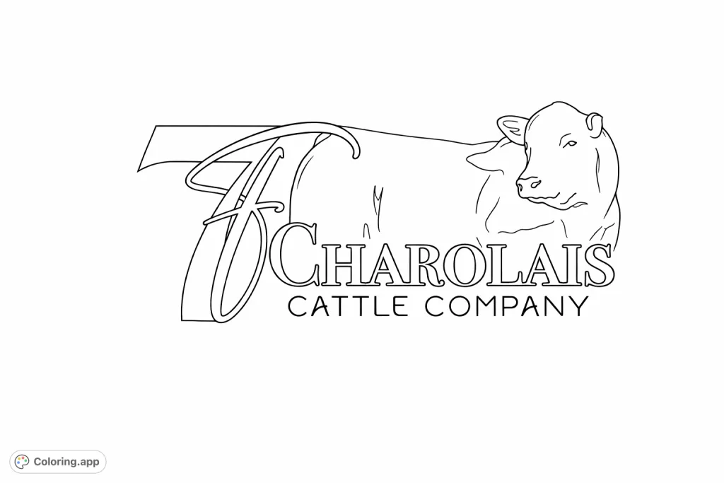 A detailed illustration of a majestic Charolais cow, accompanied by elegant script typography and text. Perfect for farm animal enthusiasts.