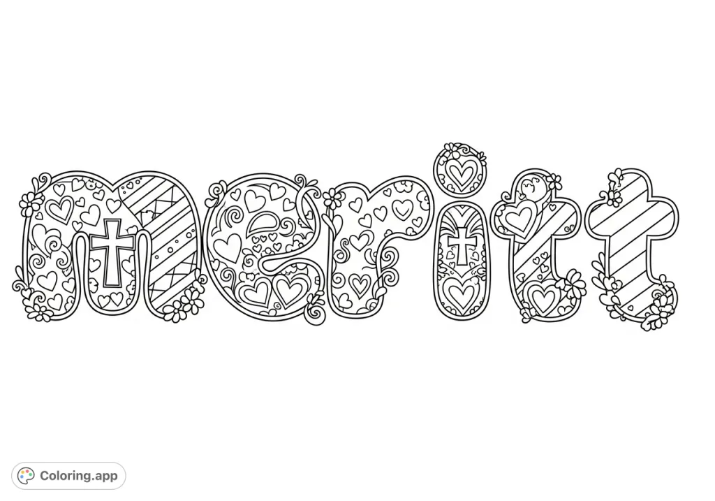 Merit Lettering Meritt Name Decorative Doodle - Coloring.app