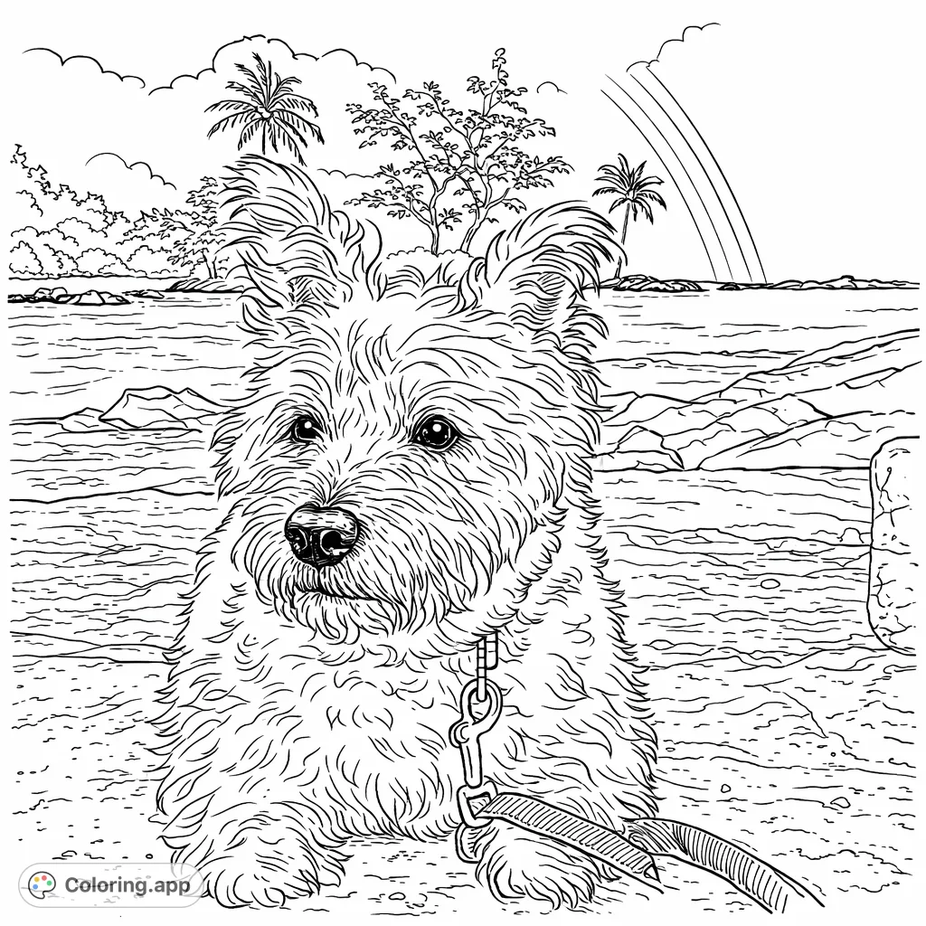 Shaggy Dog Seaside Horizon - Coloring.app