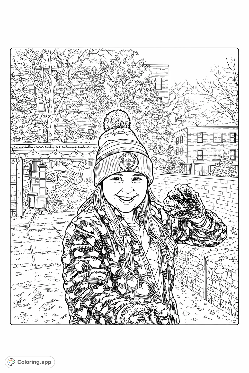 Snowy Day Winter Fun - Coloring.app