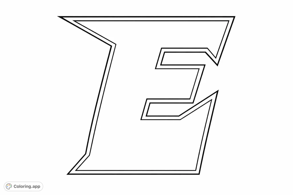 A striking, stylized capital letter 'E' with sharp angles and distinct outlines, perfect for personalizing or learning the alphabet.