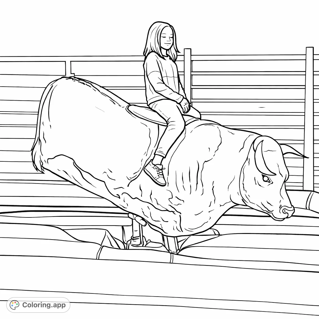 Mechanical Bull Rider Fun - Coloring.app