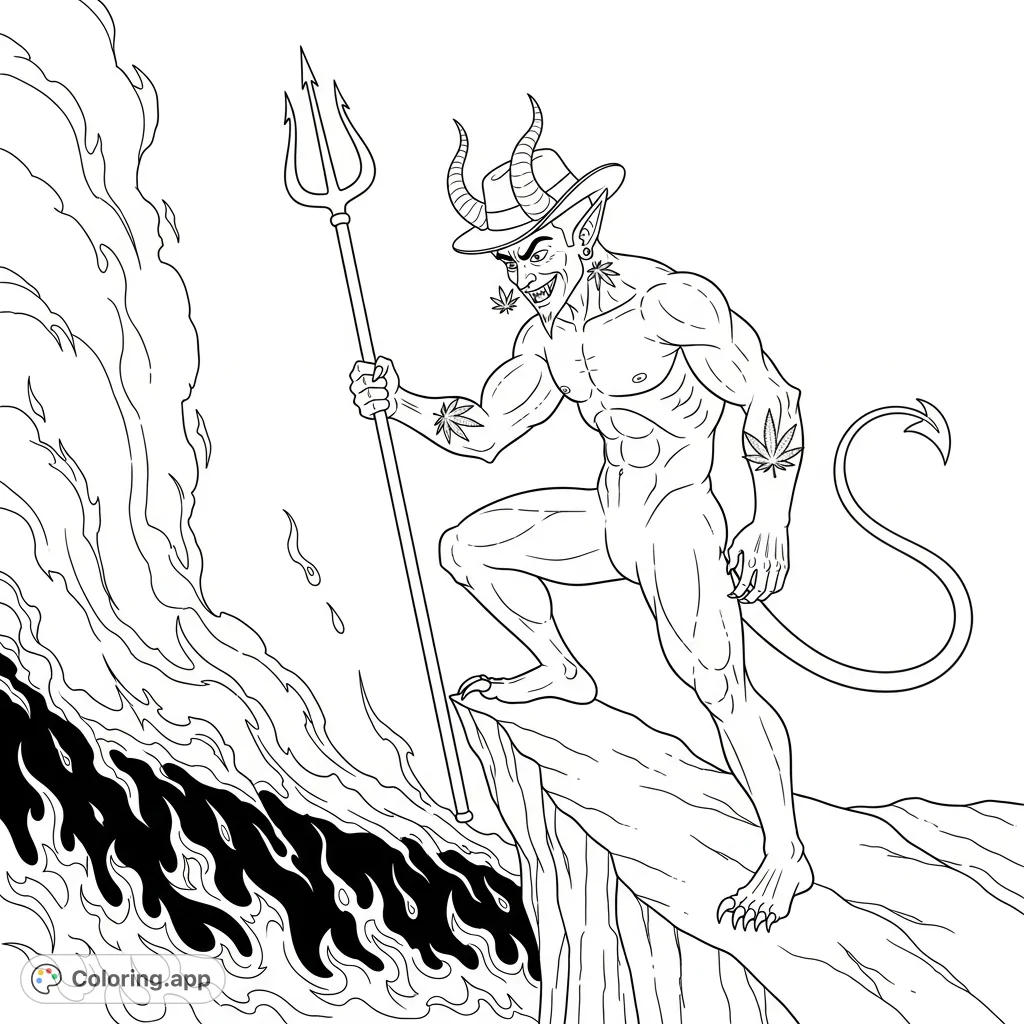 Devil Colour In Devil on Fiery Precipice - Coloring.app
