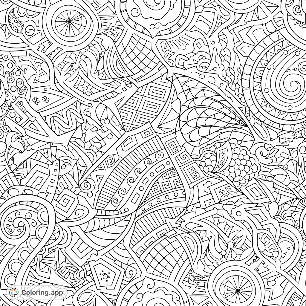 Explore a captivating, intricate zentangle coloring page featuring bold outlines and detailed patterns. A free printable design perfect for mindful artistic expression.