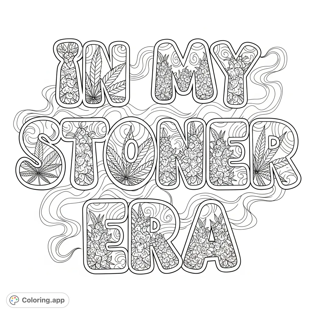 Stoner Lettering Marijuana Coloring Pages - Coloring.app