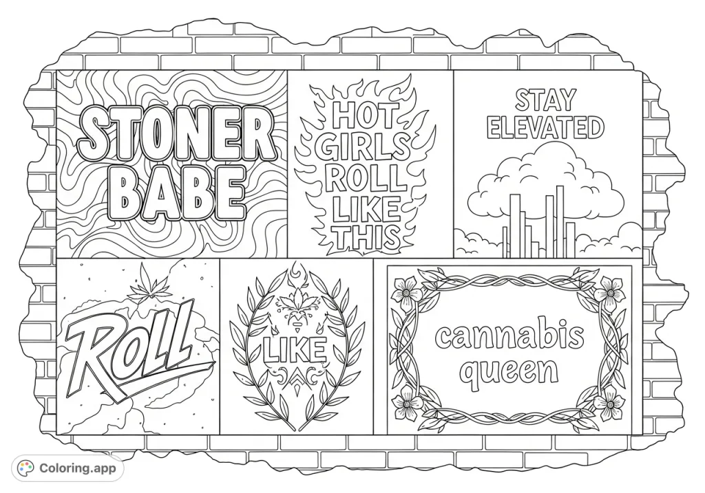 A detailed street art mural featuring bold typography, abstract elements, and natural patterns on a distressed brick wall, inviting creative expression.