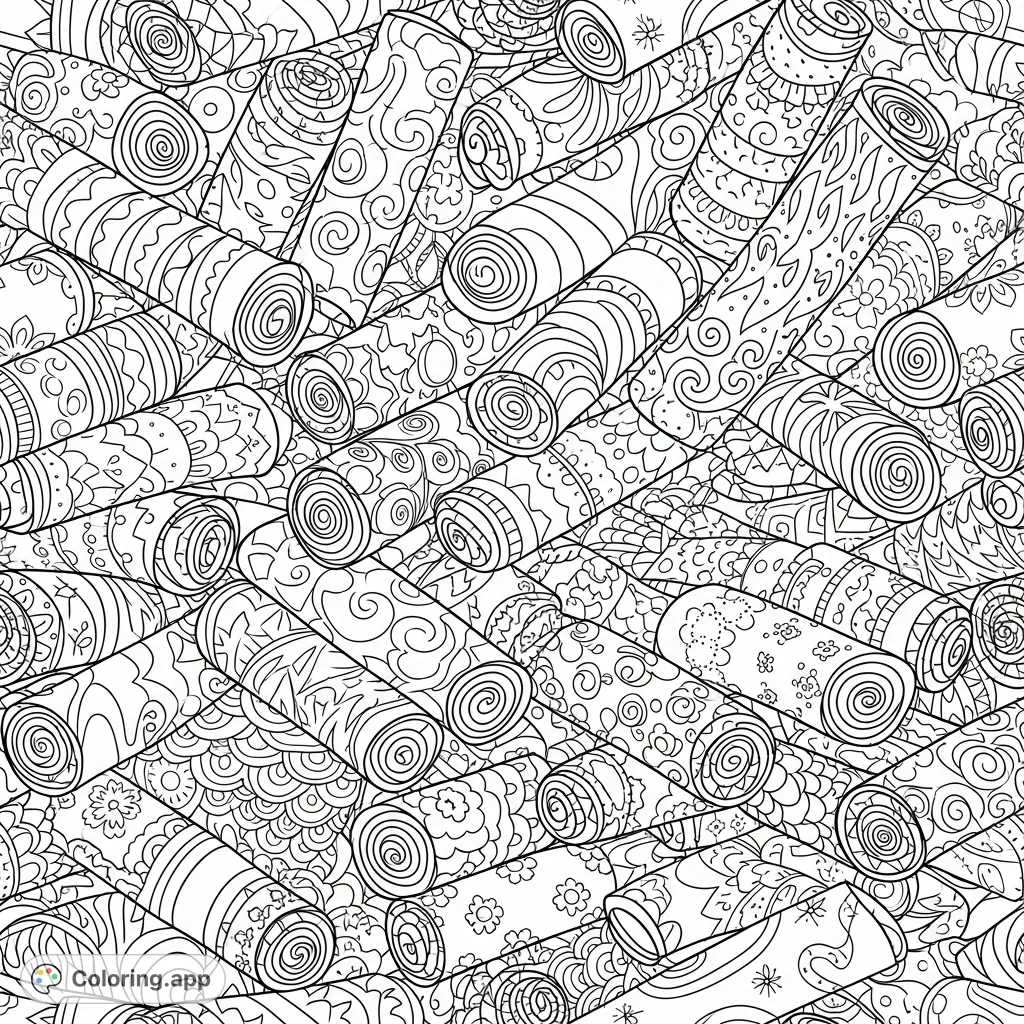 Explore an intricate tapestry of rolled blunts, each adorned with whimsical patterns like delicate lace cannabis designs and abstract swirls. A unique, detailed coloring challenge.