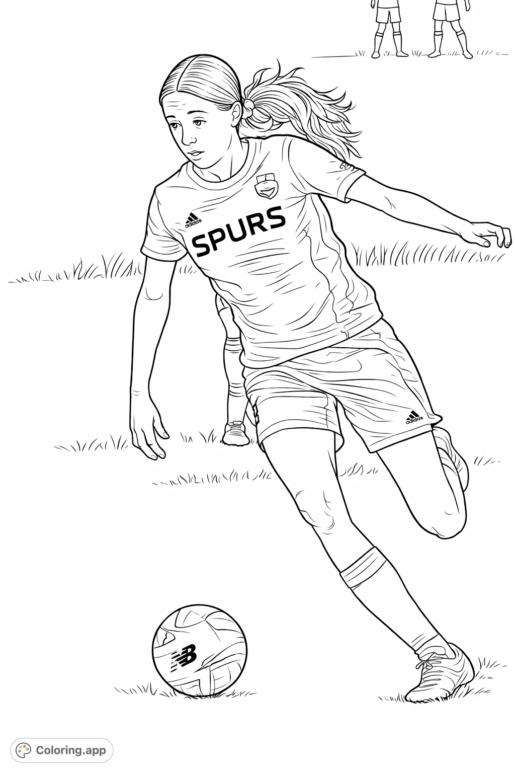 A focused young athlete skillfully dribbles a soccer ball across a grassy field, captured mid-action. Perfect for sports fans and aspiring players.