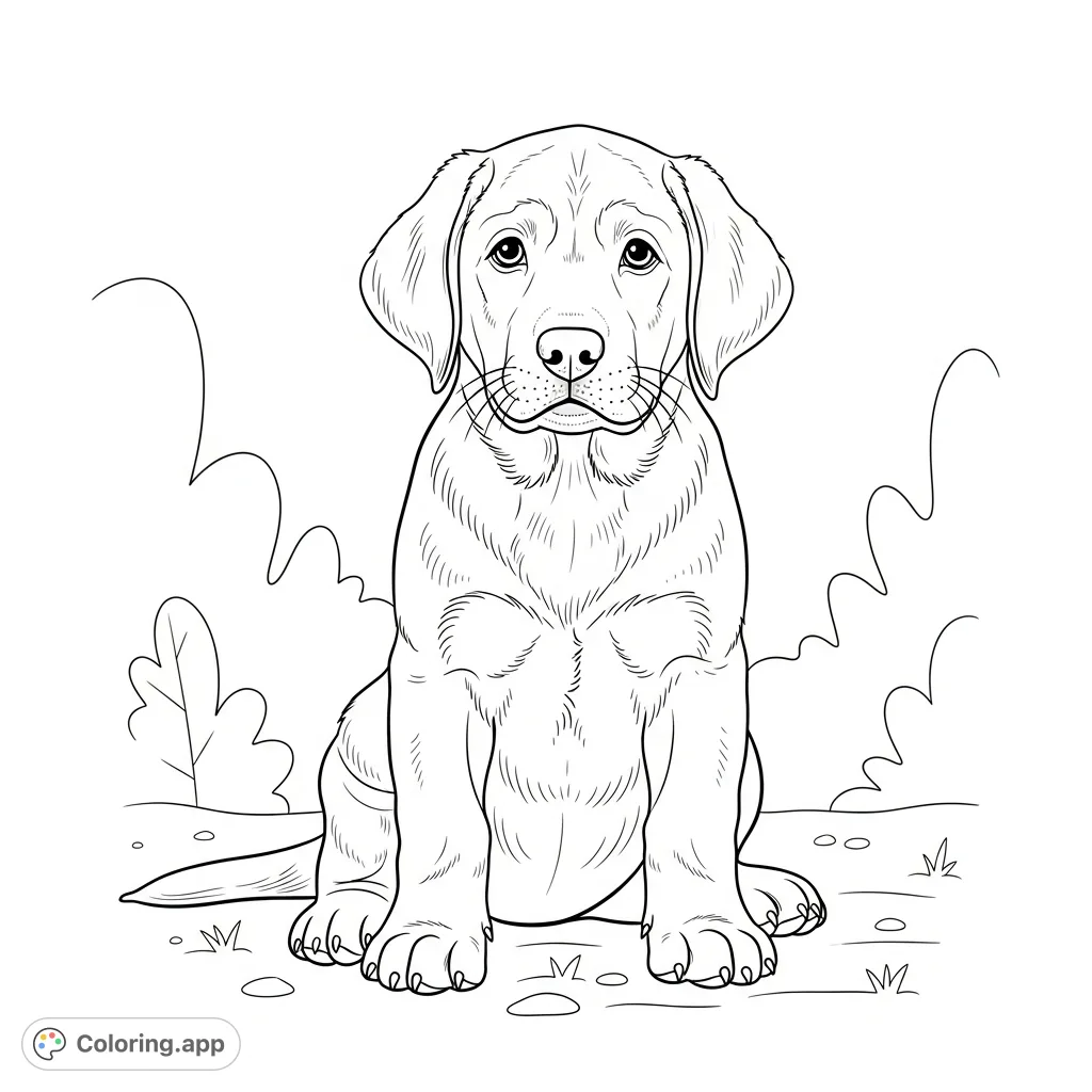 An adorable labrador puppy sits patiently, its soft fur and expressive face waiting for adventure. Perfect for all dog lovers and aspiring artists!