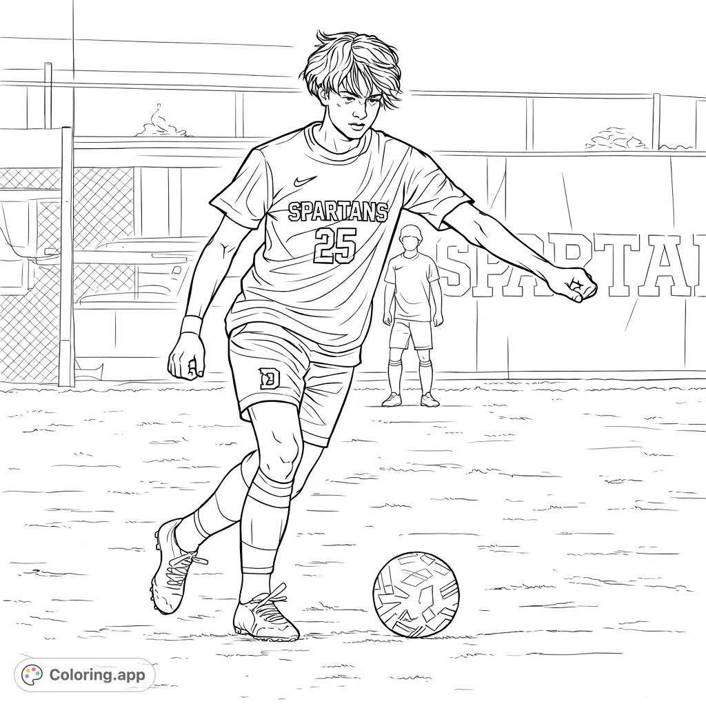 A focused soccer player in action on the field, dribbling the ball. Perfect for sports enthusiasts and aspiring athletes.