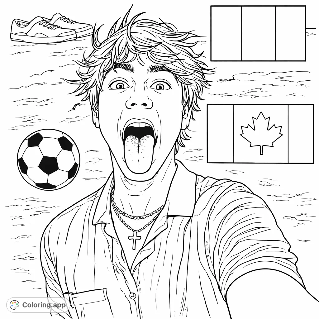 Silly Expression with Flags and Soccer - Coloring.app