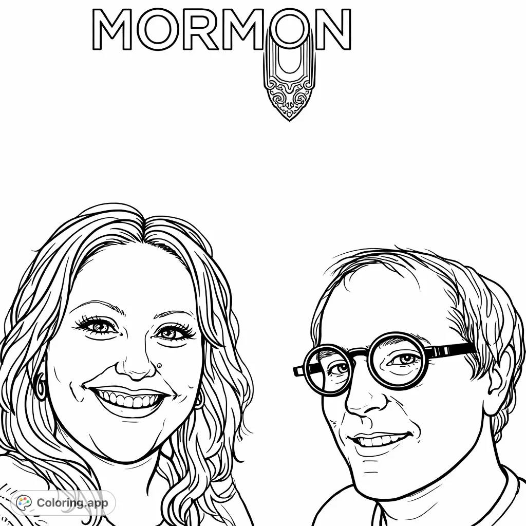 Capture the joy of two smiling individuals against an intriguing backdrop. A fun, expressive portrait perfect for personalizing with your unique palette.