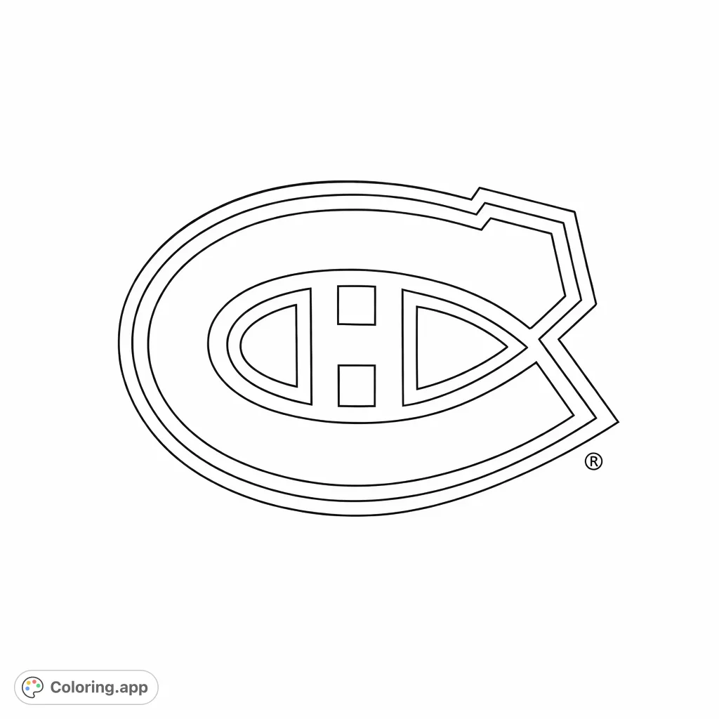Color the iconic emblem of a beloved hockey team, featuring a stylized 'C' and 'H'. Perfect for fans to show their team spirit and creativity!
