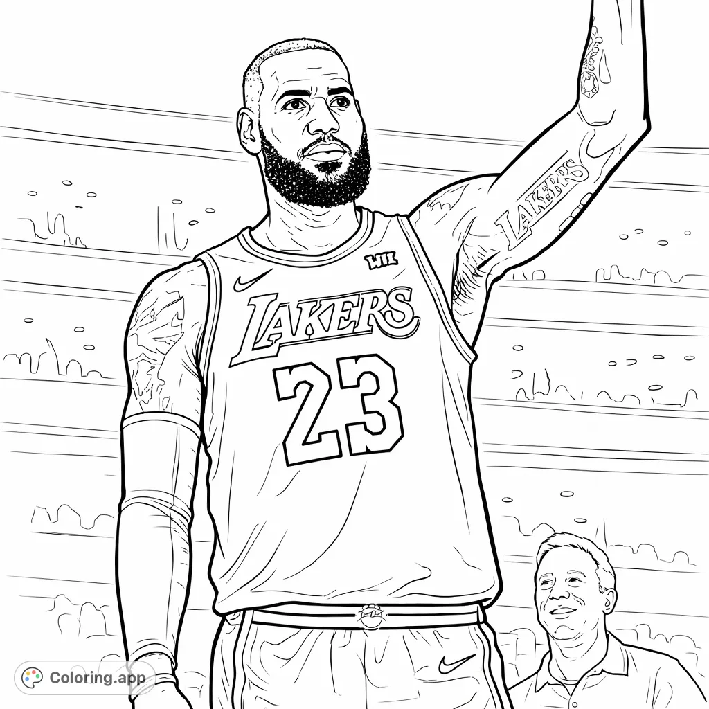 Capture the intensity of a basketball legend in action with this detailed coloring page. Perfect for sports fans, featuring a player's iconic pose.
