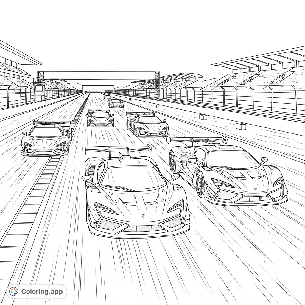 Many Racing Cars Colouring In Modern Sports Cars Racing - Coloring.app