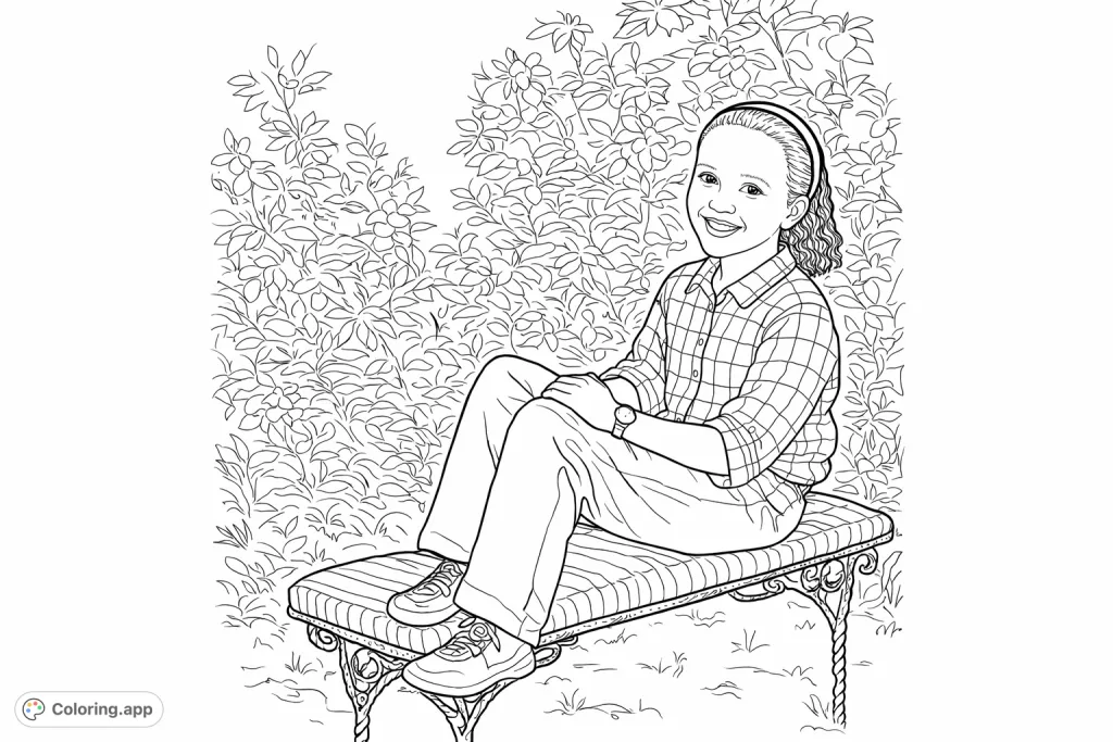 Capture the cheerful spirit of a young boy on a swing in a natural setting. Intricate details make this a rewarding coloring experience.