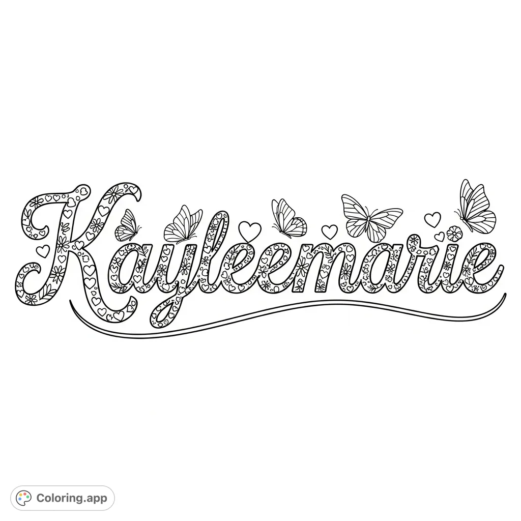 Kayleemarie Floral Butterfly Script - Coloring.app
