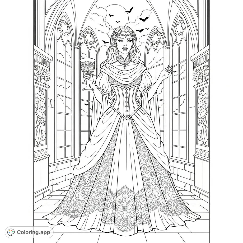 Regal Vampire Princess - Coloring.app