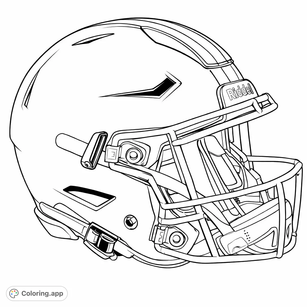 Get ready for kick-off with this detailed modern football helmet design. Perfect for sports fans to customize with team patterns and intricate shading.