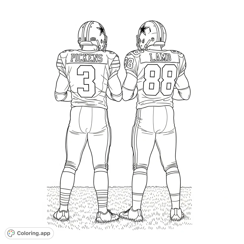 George Pickens Coloring Pags Dallas Cowboys Pickens and Lamb - Coloring.app